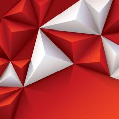 Red and white geometric background.