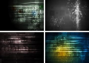Set of abstract bright tech design set. Raster backgrounds