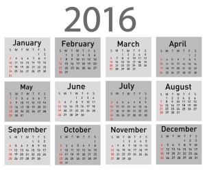 Vector illustration of a modern and simple calendar 2016