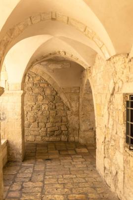 Stone arches and gallery in old Jaffa